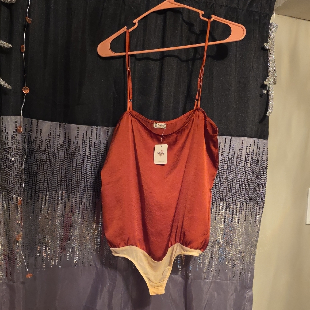 Free People Rust and Cream Bodysuit